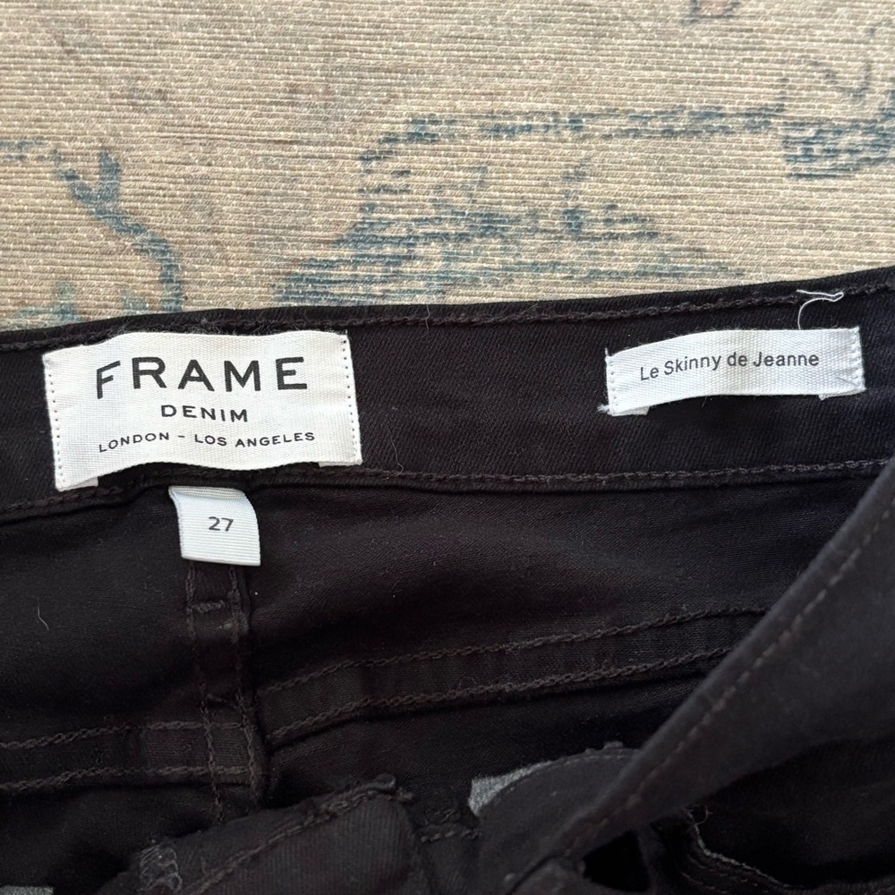Frame Denim Le Skinny De Jeanne Black Zipper Hem Jeans / Size 27 - Picture 2 of 10